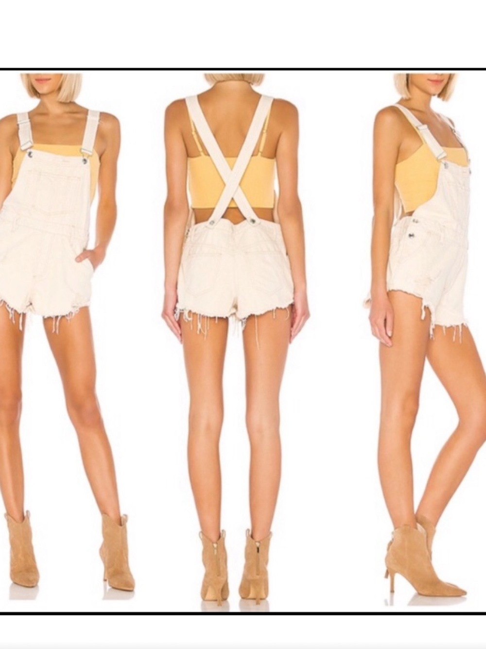 We the free Women’s Denim Short Overalls - Casual Summer Romper